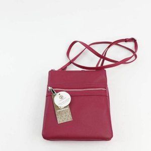 Giani Bernini Womens Dasher Crossbody Bag Sangria Adjustable Strap Leather S New